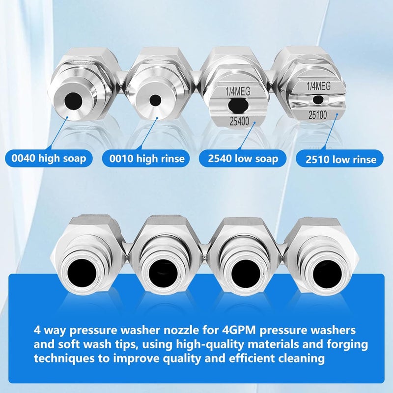 phabcf 4 Way Rod Nozzle suitable for 4 GPM Rod Pressure Washer Nozzle - Image 3